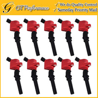 Performance Ignition Coil 10PCS for Ford E-150 250 350 450/ Town Car V8 V10 Red