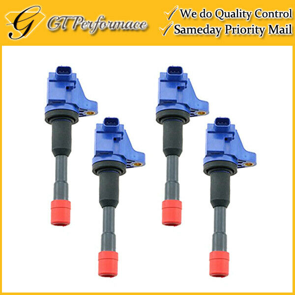 OEM Quality Ignition Coil 4PCS Set for 2003-2011 Honda Civic 1.3L L4 Blue