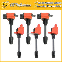 OEM Quality Ignition Coil Front & Rear 6PCS 00-01 Infiniti I30/Maxima 3.0L Red