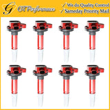 OEM Quality Ignition Coil 8PCS Set for 2011-2016 Ford F-150 Mustang 5.0L V8, Red